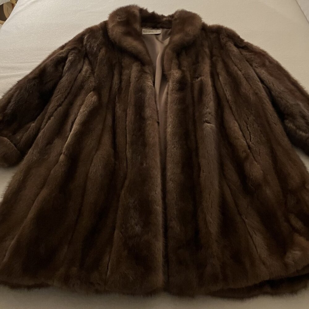 Vintage Lunamarine Real Mink Fur 3/4 Length Coat, Brown, Arista Furs - Picture 4 of 10